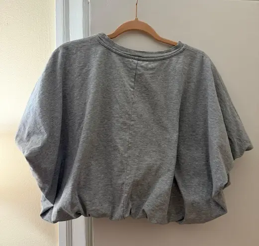 grey lab Grey Poplin Puff Cropped Shirt