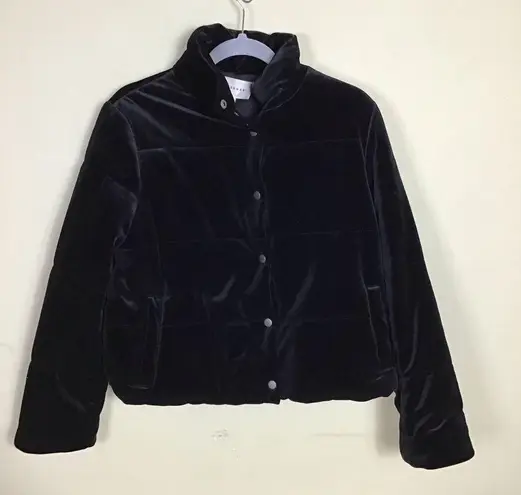Popsugar Women’s velveteen Black Puffer Jacket Size Medium EUC