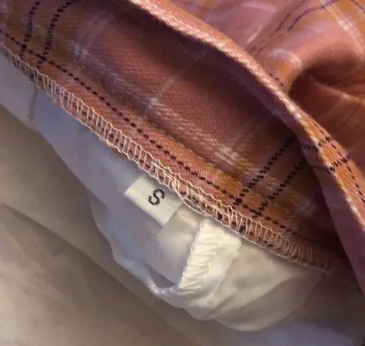 Pink plaid pleated high waist school girl skirt size small