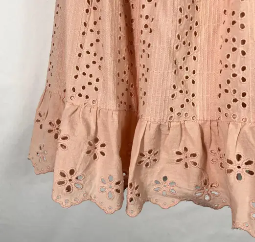 Tularosa Pastel Pink Eyelet Lace Asymmetrical One Shoulder Mini Dress Small S