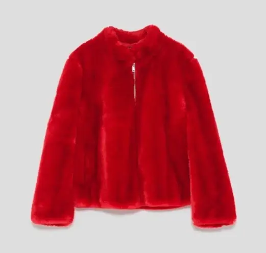 ZARA  Faux Fur Zip Up Jacket