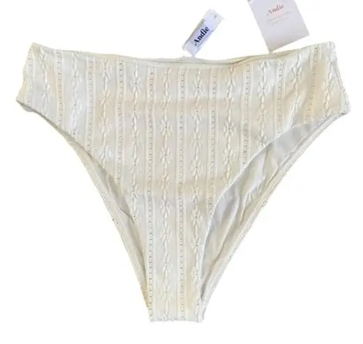 ANDIE NWT Swim The 90s High Waisted Eyelet Embroidered Bikini Bottom S Coconut