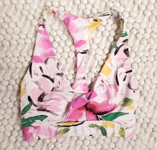 Beach Riot  Twist Front Sport Bra Watercolor Floral Sz Small