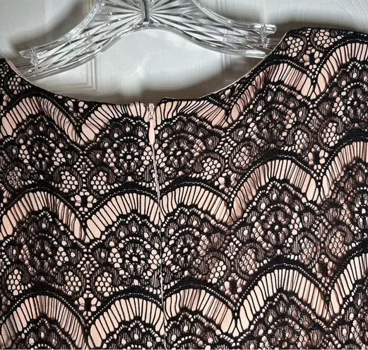 Melrose Coral/Black Lace Accent V Neck Sleeveless Dress 14W Size undefined