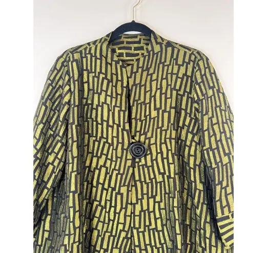 Saint Gil Womens Jacket Green Abstract Jacquard One Button 3/4 Sleeve Classic XL