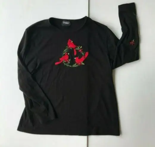 Cardinal Long Sleeve Pullover top XL Redbird Embroidered Designers Orig…