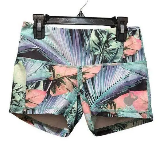 BELLE & BELL Tropical Floral Print Training Shorts Size XS Green