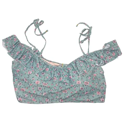 BluC Womens Plus Size 3X Bikini Bathing Suit Top Off Tie Shoulder Strap Floral