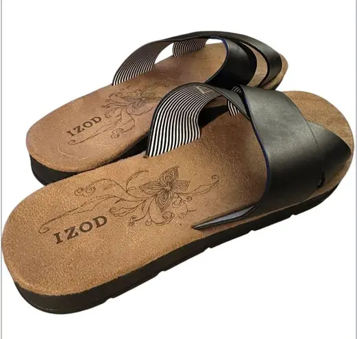 IZOD Women's Alyssa Sandals Slides Slip-on Black Size 9