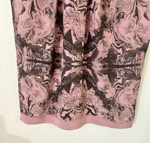 Peruvian Connection 100% Silk Elegant Marble Swirl Sheath Midi Dress Size 8