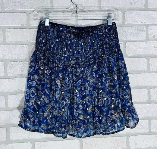 Lost + Wander NWT Wish Upon Mini Skirt in Navy Gold Paisley Size M