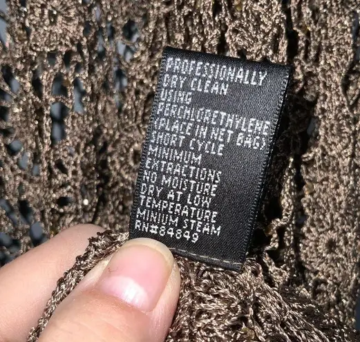 Carmen Marc Valvo Carmen Marc Vavlvo Tan 2Pc Crochet With Sparkly Beads Tank Top & Cardigan XL