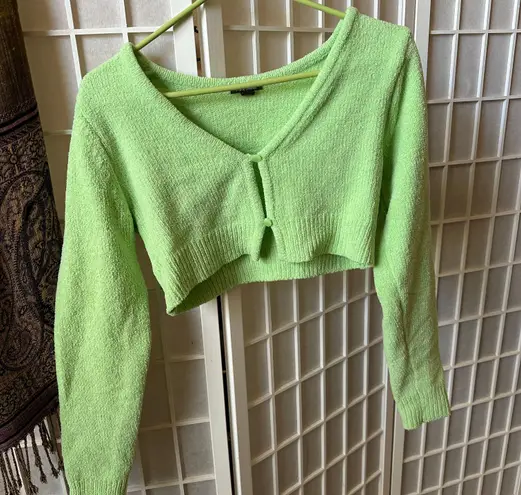 Wild Fable Soft Green Long Sleeve Cropped Button Cardigan