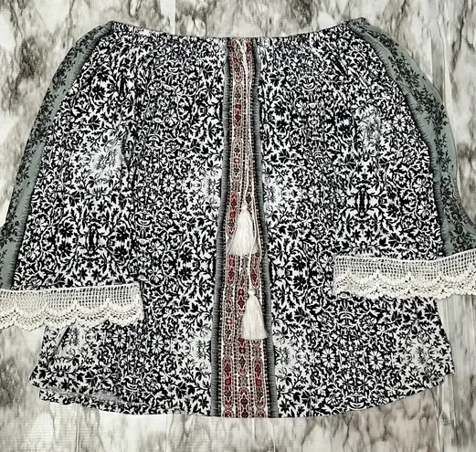 Peter Nygard Lovely Floral Patterned Peasant Shirt Blouse Boho Chic Witchy Wicca