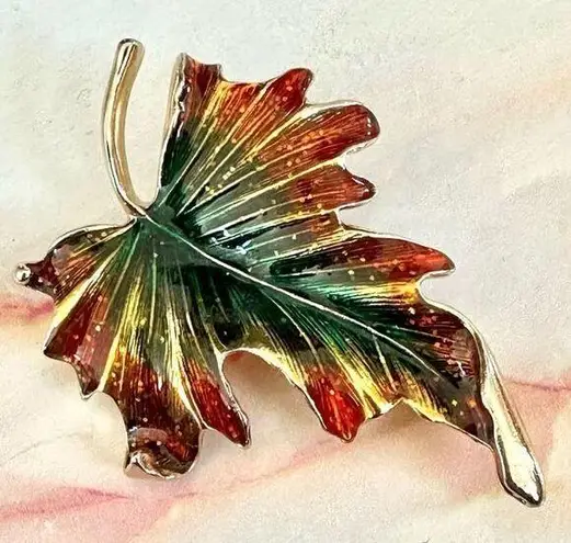 Monet  vintage leaf brooch