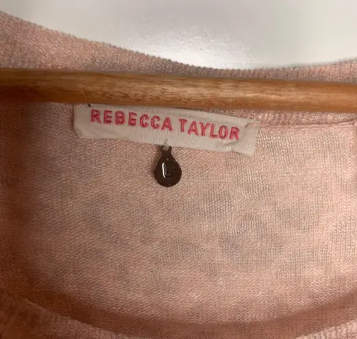 Rebecca Taylor Pink Leopard Linen Blend Sweater Size Large