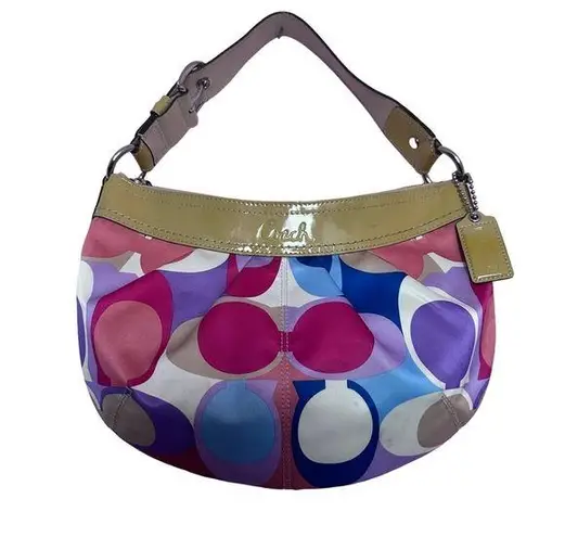 Coach  Soho Pleated Scarf Print Sateen Leather Hobo‎ Bag #A1073- F13796