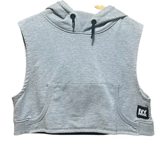 Ivy Park Gray Sleeveless Cropped Hoodie Sweatshirt Size Medium