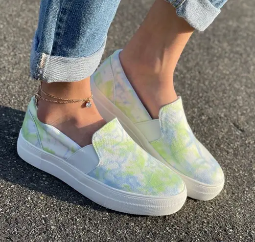 Lime Tye Dye Slip On Sneakers Multiple Size 7.5