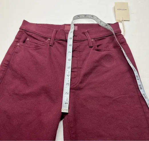 MOTHER Denim Mother The Rascal Sliced Up Heel Burgundy Play Date Denim Jean Women Size 26 NEW