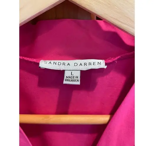 Sandra Darren NWT Nordstrom Asymmetric Tiered Dress Short Sleeve, Hot Pink Large