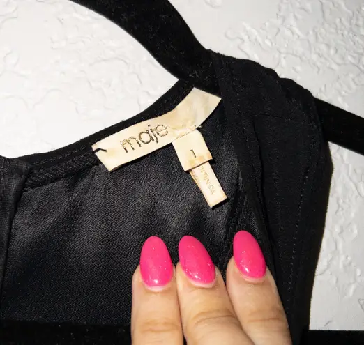 Maje Black Alissa Contrasting Waistline A-Line Dress Size 1