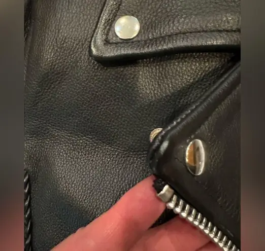 Leather King Sz XS Biker Style Braided Light Quilted Riding Leather Jacket Nice Black