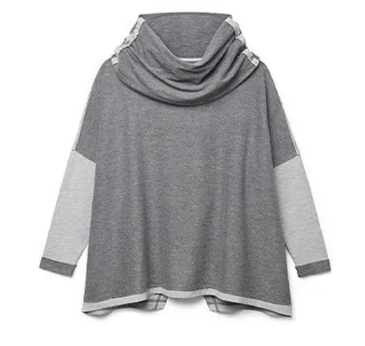 CAbi 3996 ATC Oversized Cowl Neck Split Back Gray Hoodie Sweatshirt Sz Small