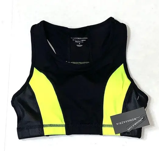 BCBGMAXAZRIA BCBG MaxAzaria Sports Bra Black Yellow Racer Back