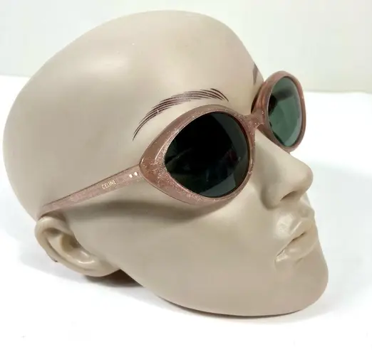 CELINE Triomphe Thin Acetate Cat Eye Sunglasses Pink Glitter Green NEW CL40264U