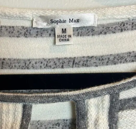Sophie Max Womens Blouse Size Medium Striped Cotton Blend Capsule Wardrobe