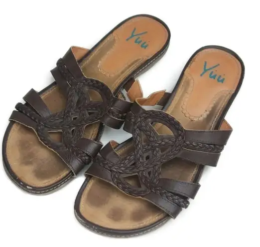 YUU Acelin Sandal Women's Brown Leather Slides 8M Size 8