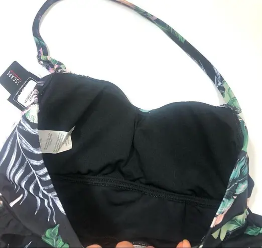 Island Escape SAN JOAQUIN Tiered Tankini Swim Top Black Size 8