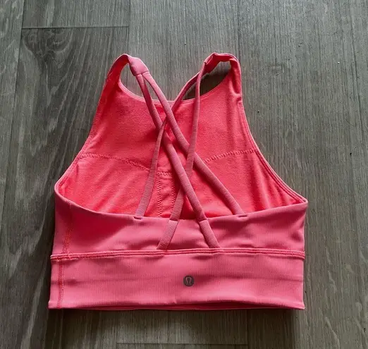 Lululemon  energy ribbed high neck raspberry cream sport bra size 4