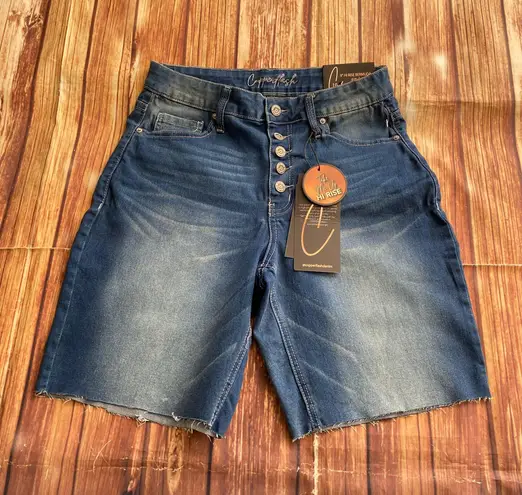 Copper Flash Women High Rise Bermuda Blue Jeans Button Down Size 10