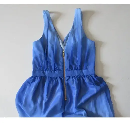 Jay Godfrey NWT Sinclair Blue Teal Ombre Chiffon Slit Front Maxi Dress Gown 2