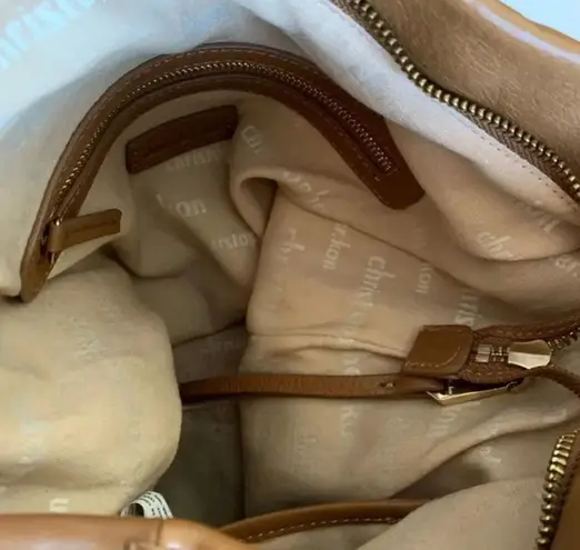 Christopher Kon Caramel Leather Hobo Bag Boho Tan Slouchy 70s Vibes Whipstitch Tan