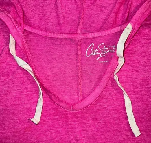 City Streets Womens Hoodie Pullover Sleeveless Vest Neon Pink Large