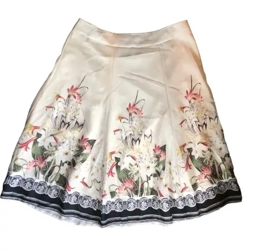 Soft Surroundings Spring Meadow Ivory Floral Skirt Sz. PM Career Cottagecore