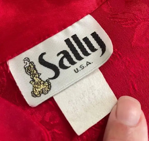 Vintage 80s Asian Chinese 3pc Outfit Duster Satin Pants Crossbody Purse M Red Size M