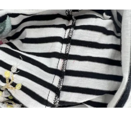 Johnny Was Osaka Striped Embroidered Short Sleeve Midi Dress