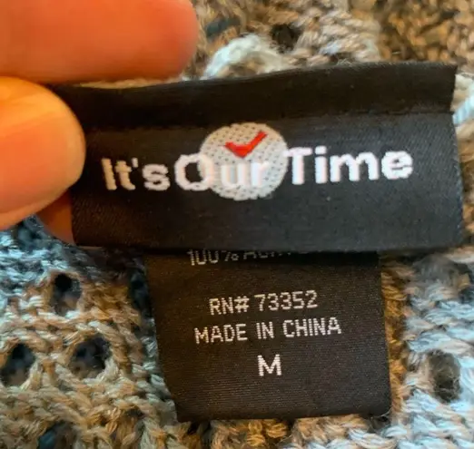 it's our time Sweater Gray Cardigan Hooded Lightweight Acrylic