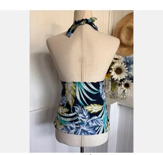 Jaclyn Smith Swimwear Sz 6 Adorable Tankini Top Blue Tropical Print