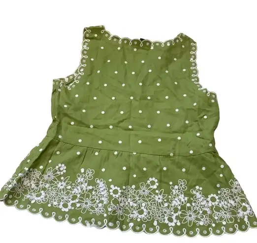 Grace Elements Size 14 Green Linen Grassy Field Embroidered Spring NWT New Cute