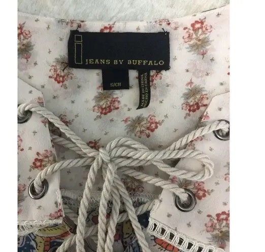 Jeans by Buffalo Womens Top Peasant Sheer Blouse Bell Sleeves Paisley Size Small