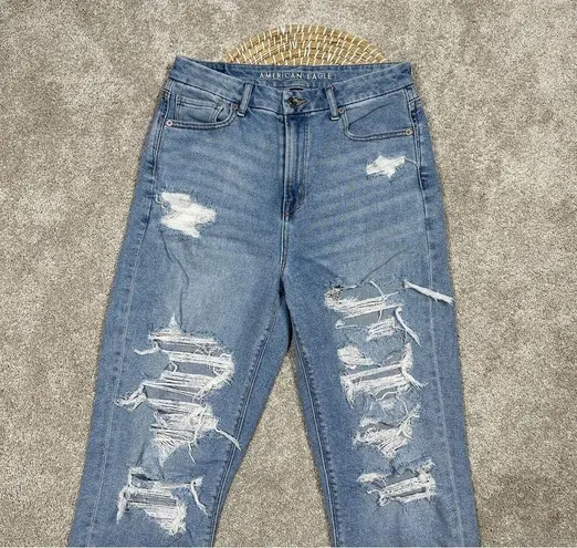 American Eagle  Curvy Mom Jeans High Rise Stretch Distressed Size 8 Long