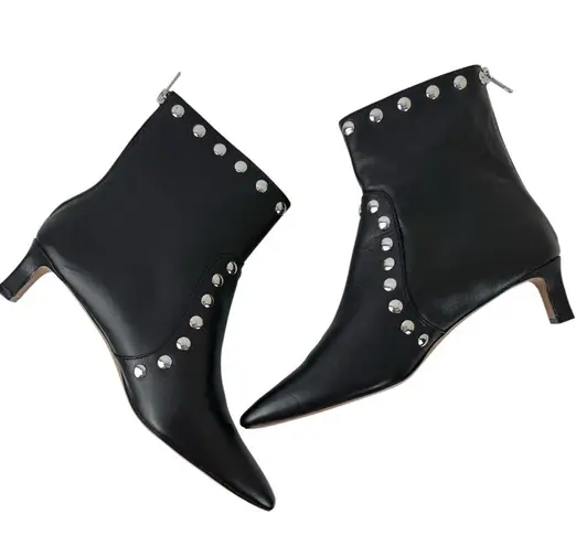 Madewell  The Dimes Kitten-Heel Boot Studded True Black Leather Size 9.5