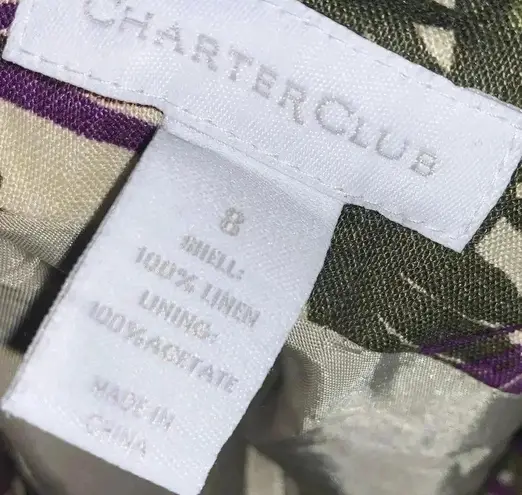 Charter Club print 100% linen skirt