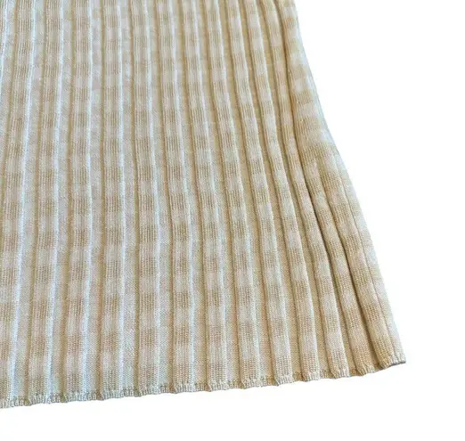 Lafayette 148 Gingham Responsible Matte Crepe Short Sleeve Sweater Stretch XS White