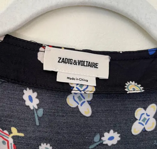 Zadig & Voltaire Reacty Floral Vintage Long Sleeve Slit Ruffle Midi Dress